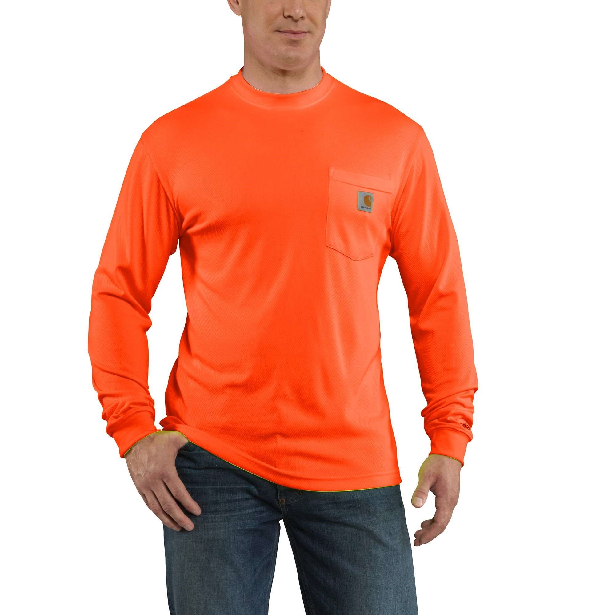 Carhartt Force Color Enhanced Long Sleeve T-Shirt in Bright Orange